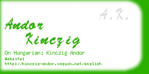 andor kinczig business card